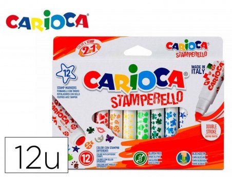 MARCADOR CARIOCA STAMPERELLO CAIXA 12 UNIDADES CORES SORTIDA