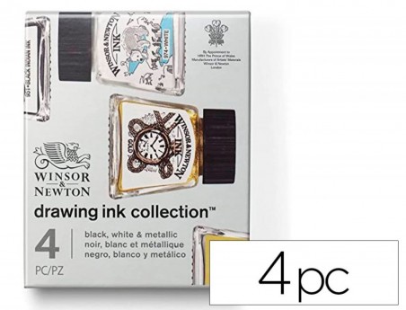 TINTA CALIGRAFICA WINSOR&NEWTON CONJUNTO DE 4 FRASCOS CORES