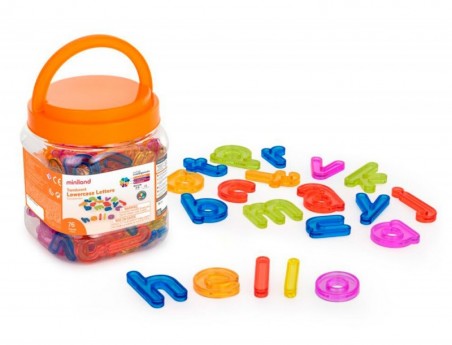 JOGO DIDATICO MINILAND LETRAS MINUSCULAS TRANSLUCIDAS