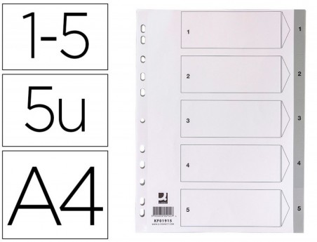 SEPARADOR NUMERICO Q-CONNECT PLASTICO 1-5 CONJUNTO DE 5 SEPA