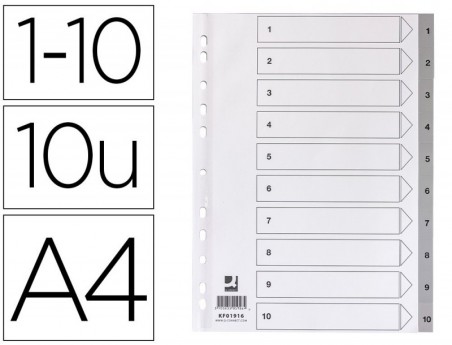 SEPARADOR NUMERICO Q-CONNECT PLASTICO 1-10 CONJUNTO DE 10 SE