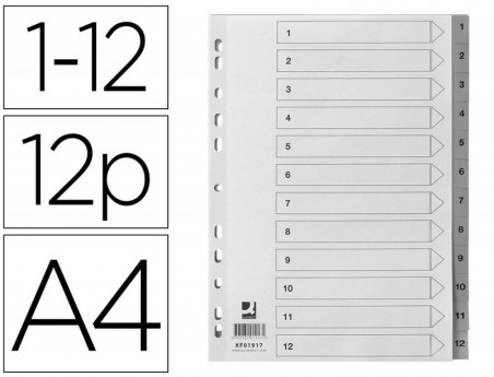 SEPARADOR NUMERICO Q-CONNECT PLASTICO 1-12 CONJUNTO DE 12 SE