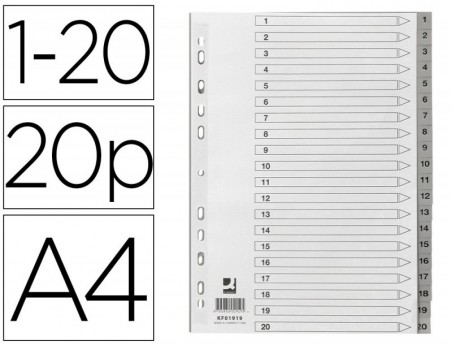 SEPARADOR NUMERICO Q-CONNECT PLASTICO 1-20 CONJUNTO DE 20 SE