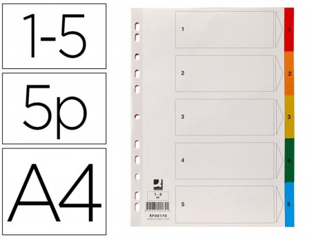 SEPARADOR Q-CONNECT PLASTICO CONJUNTO DE 5 SEPARADORES DIN A