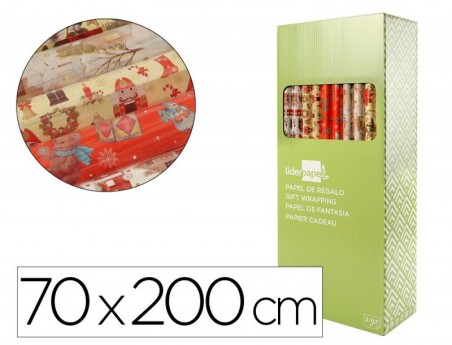 50un PAPEL FANTASIA LIDERPAPEL NATAL ROLO DE 70 X 200 CM SOR