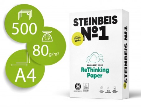 PAPEL FOTOCOPIA STEINBEIS N.1 100% RECICLADO DIN A4 80 GR EM