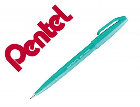 10un MARCADOR PENTEL BRUSH SIGN PEN COR VERDE ESMERALDA