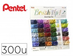 EXPOSITOR PENTEL BRUSH SIGN PEN COM 300 UNIDADES EM 30 CORES