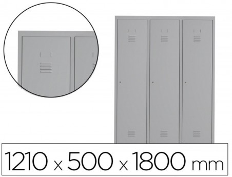 ARMARIO METALICO ROCADA 400 3 MODULOS X 1 PORTA CINZA 1210X5