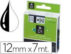 FITA DYMO D1 PRETO-BRANCO 12 MM X 7 MT