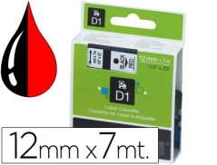 FITA DYMO D1 PRETO-VERMELHO 12 MM X 7 MT