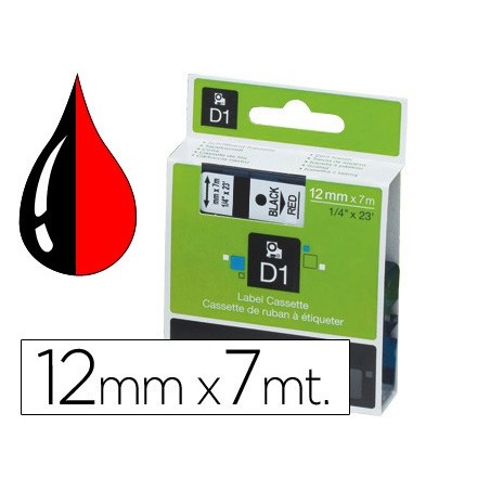FITA DYMO D1 PRETO-VERMELHO 12 MM X 7 MT