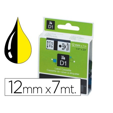 FITA DYMO D1 PRETO-AMARELO 12 MM X 7 MT