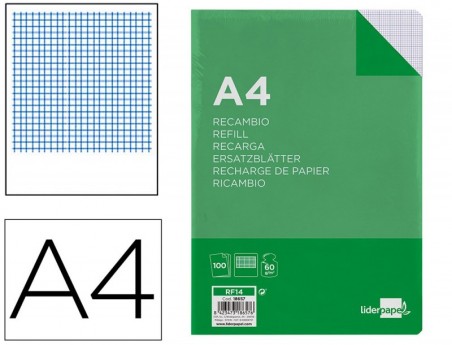 RECARGA LIDERPAPEL FOLIO 100 F 16TF-04 MILIMETRADO 16 FUROS