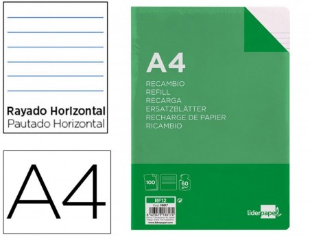 RECARGA LIDERPAPEL FOLIO 100 F 16TF-02 1 RAYA HORIZONTAL 16