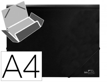 PASTA DE ELASTICOS POLIPROPILENO LIDERPAPEL, A4, PRETO OPACO