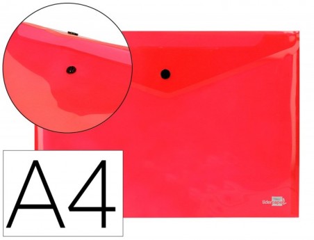 12un BOLSA PORTA DOCUMENTOS LIDERPAPEL, COM MOLA, A4, VERMEL