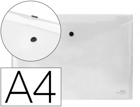 12un BOLSA PORTA DOCUMENTOS LIDERPAPEL, COM MOLA, A4, CRISTA