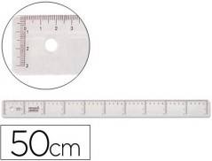 20un REGUA PLASTICO CRISTAL LIDERPAPEL TRANSPARENTE 50 CM