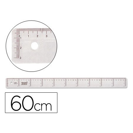 20un REGUA PLASTICO CRISTAL LIDERPAPEL TRANSPARENTE 60 CM