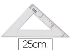 20un ESQUADRO PLASTICO CRISTAL LIDERPAPEL TRANSPARENTE 25 CM