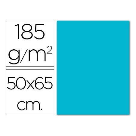 25un CARTOLINA 500 X 650 MM, 185 GRS, GUARRO, AZUL TURQUESA