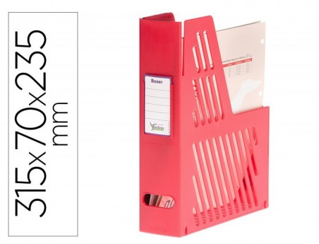 2un PORTA REVISTA DE PLASTICO, COM IDENTIFICACAO, VERMELHO