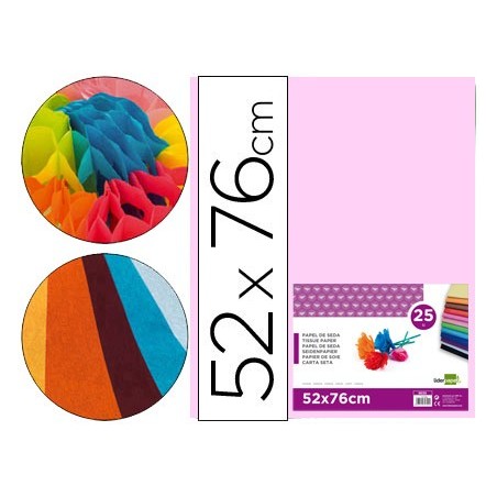 PAPEL SEDA 52X76 CM 18 GRS ROSA EMB. 25 FLS