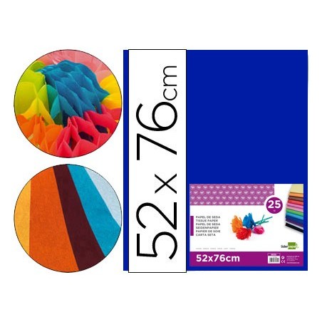 PAPEL SEDA 52X76 CM 18 GRS AZUL EMB. 25 FLS