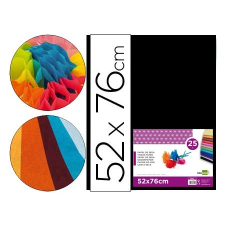 PAPEL SEDA 52X76 CM 18 GRS PRETO EMB. 25 FLS