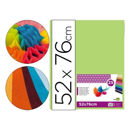 PAPEL SEDA 52X76 CM 18 GRS VERDE MEDIO EMB. 25 FLS