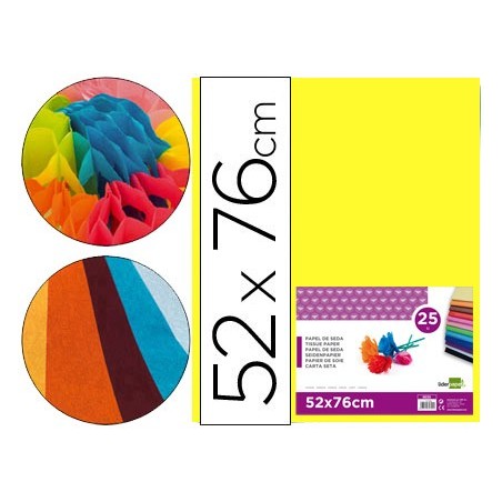 PAPEL SEDA 52X76 CM 18 GRS AMARELO EMB. 25 FLS