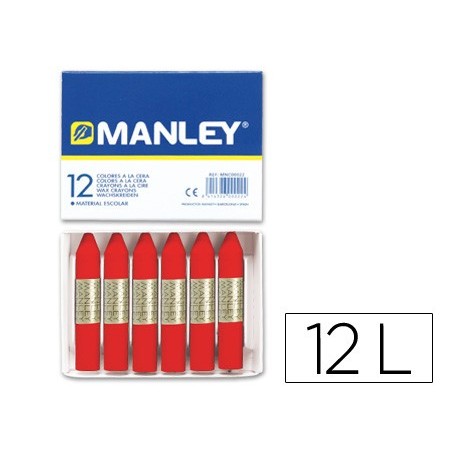 LAPIS CERA MANLEY 12 UNIDADES VERMELHO ESCARLATA