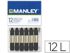 LAPIS CERA MANLEY 12 UNIDADES PRETO