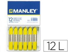 LAPIS CERA MANLEY 12 UNIDADES AMARELO LIMAO