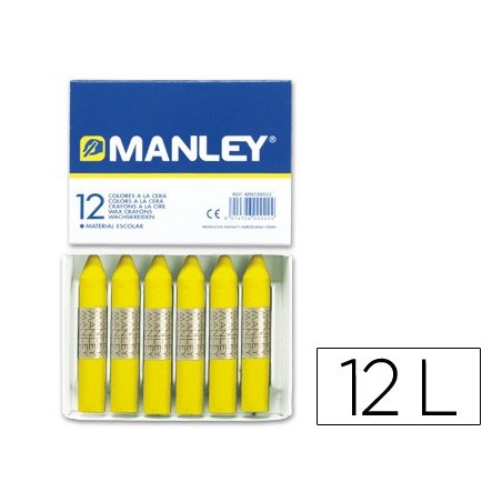 LAPIS CERA MANLEY 12 UNIDADES AMARELO LIMAO
