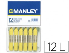 LAPIS CERA MANLEY 12 UNIDADES AMARELO CLARO
