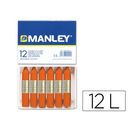 LAPIS CERA MANLEY 12 UNIDADES LARANJA