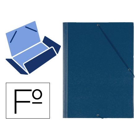 PASTA DE ELASTICOS PLASTICA COM ABAS, AZUL, FOLIO