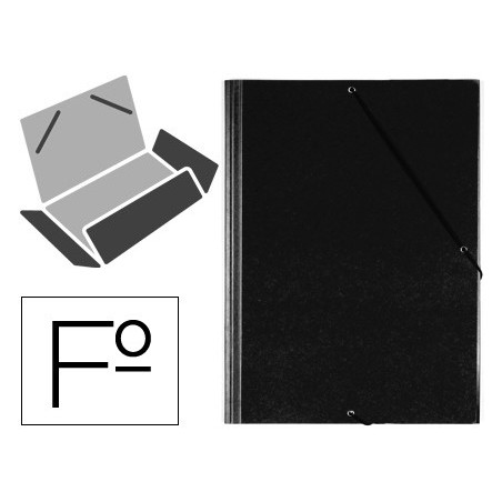 PASTA DE ELASTICOS PLASTICA COM ABAS, PRETO, FOLIO