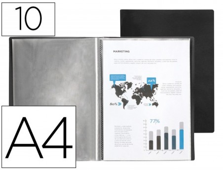 CAPA CATALOGO BEAUTONE A4 COM 10 BOLSAS, PRETO