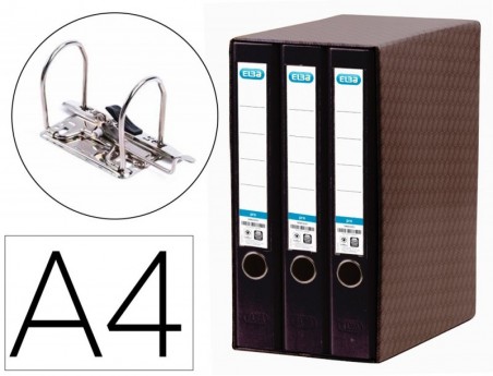 MODULO DE 3 PASTAS DE ARQUIVO, ELBA, A4 LOMBADA 50, PRETO
