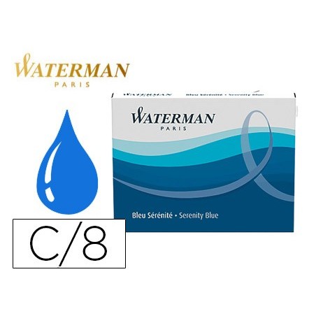 TINTA WATERMAN AZUL FLORIDA-CAIXA8 CARTUCHOS LARGOS STD.