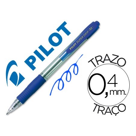 12un ESFEROGRAFICA PILOT SUPER GRIP AZUL -RETRATIL -COM GRIP