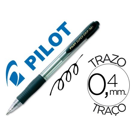 12un ESFEROGRAFICA PILOT SUPER GRIP PRETO -RETRATIL -COM GRI