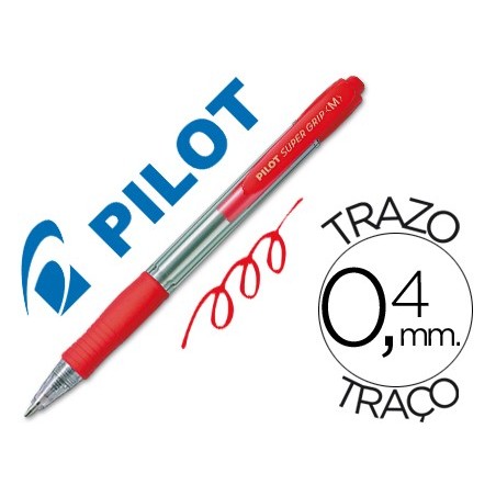 12un ESFEROGRAFICA PILOT SUPER GRIP VERMELHO -RETRATIL -COM