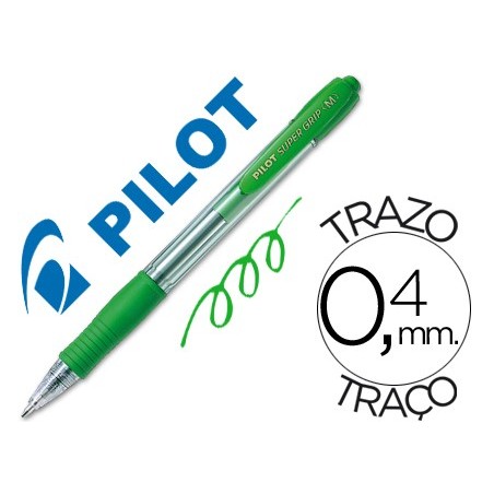 12un ESFEROGRAFICA PILOT SUPER GRIP VERDE -RETRATIL -COM GRI