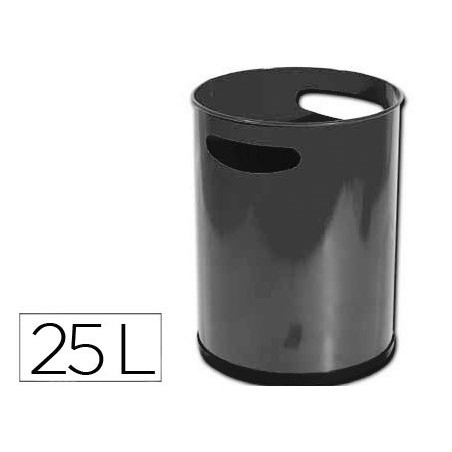 CESTO DE PAPEIS SIE METALICO COM PEGAS PRETO CAPACIDADE 25 L