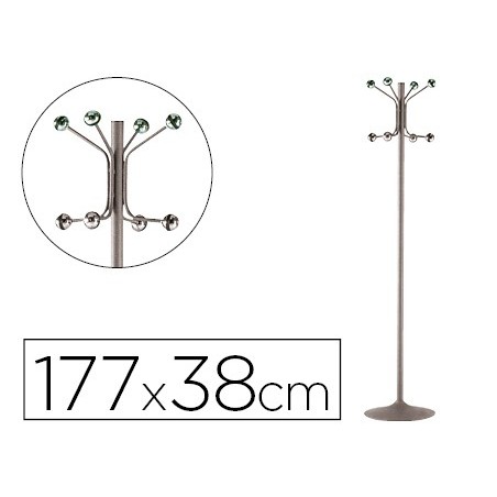 CABIDE COM PE SIE METALICO CINZA COM 8 SUPORTES 177 X 38 CM