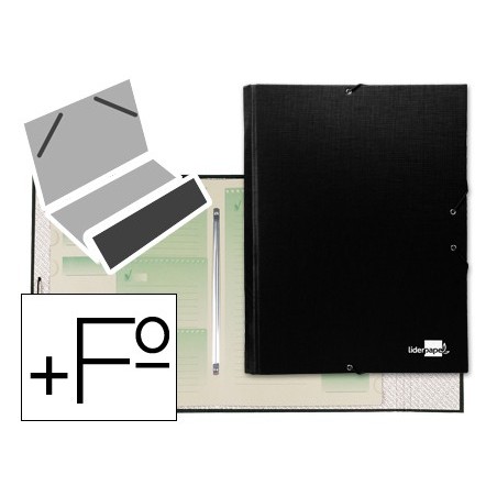 CAPA CLASSIFICADORA LIDERPAPEL COM 12 DEPARTAMENTOS, PRETA